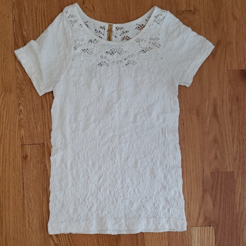 White Texted Print Top